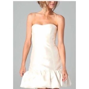 Reem Acra Strapless Ivory Wedding Cocktail Dress